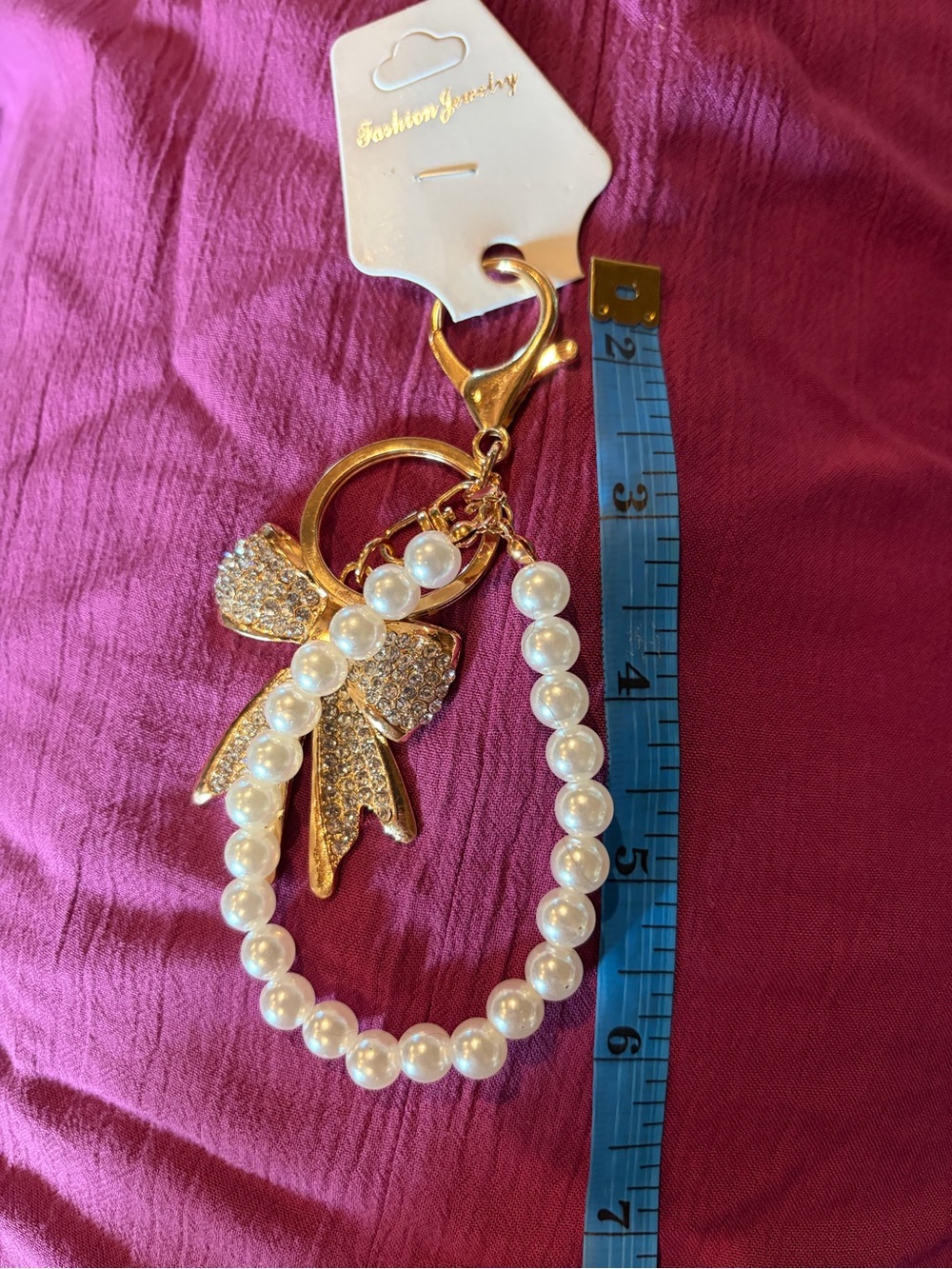 Pearl and bow bag charm/keychain nwt